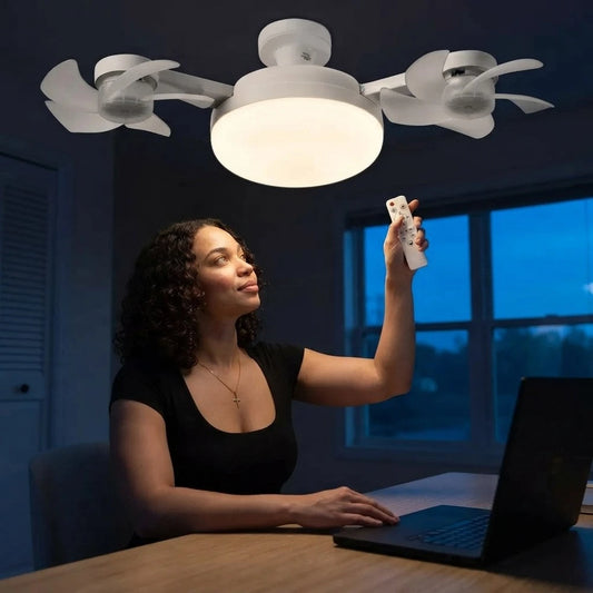 Drone Ceiling Fan Light with Remote & E27 LED