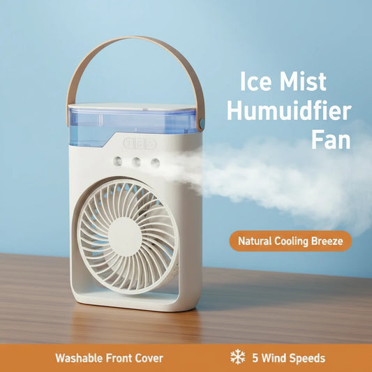 Portable Mist Cooling Fan – 5-Speed Mini Air Cooler with Humidifier
