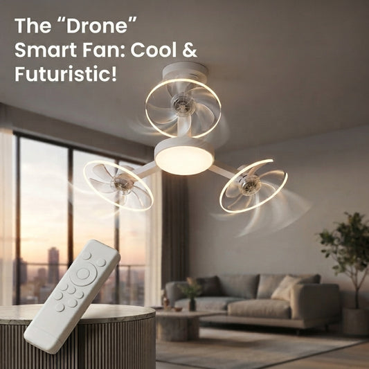 Drone Ceiling Fan Light with Remote & E27 LED