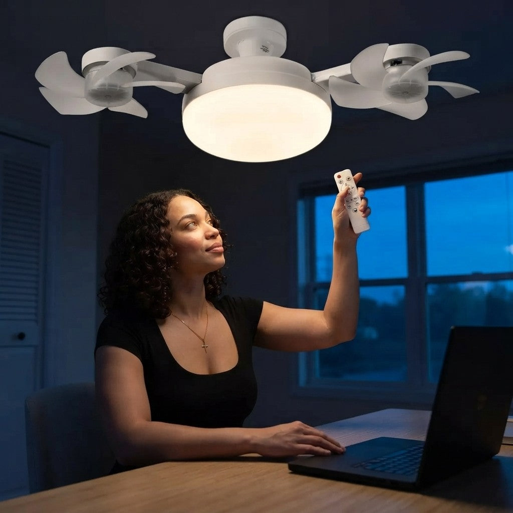 Drone Ceiling Fan Light with Remote & E27 LED